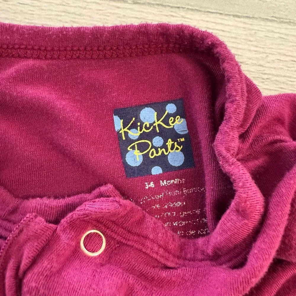 Kickee pants baby girls‎ pink ruffle snap button footed sleeper 3/6 months